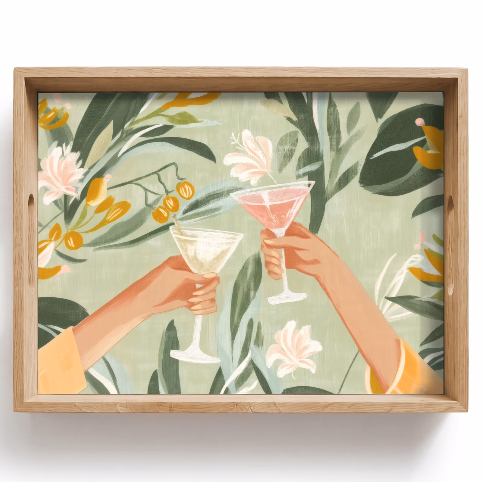 Tray - Glasses - toasts - leaves - green — 1