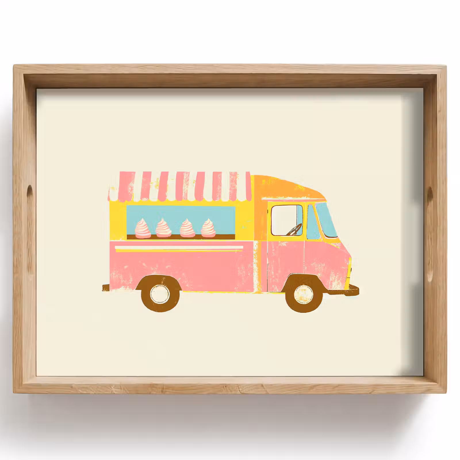 Tray - Ice cream cart - Retro - Soft ice creams - Pink — 1