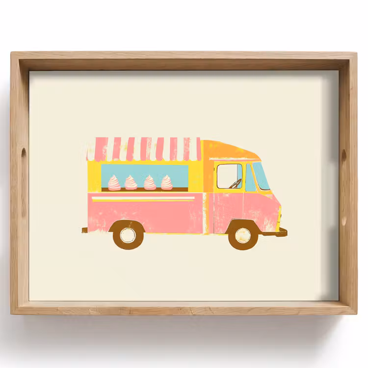 Tray - Ice cream cart - Retro - Soft ice creams - Pink — 1
