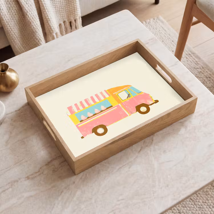 Tray - Ice cream cart - Retro - Soft ice creams - Pink — 2