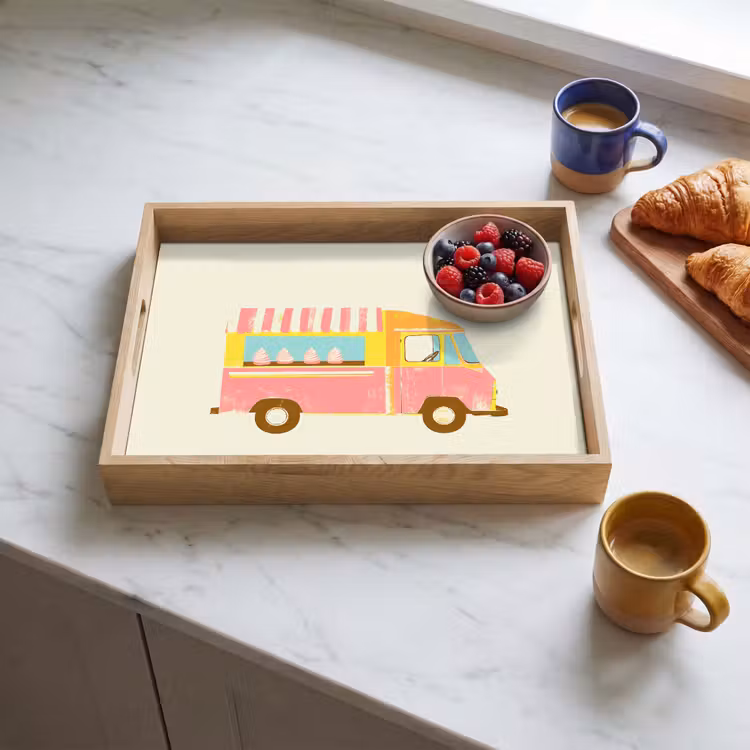 Tray - Ice cream cart - Retro - Soft ice creams - Pink — 3