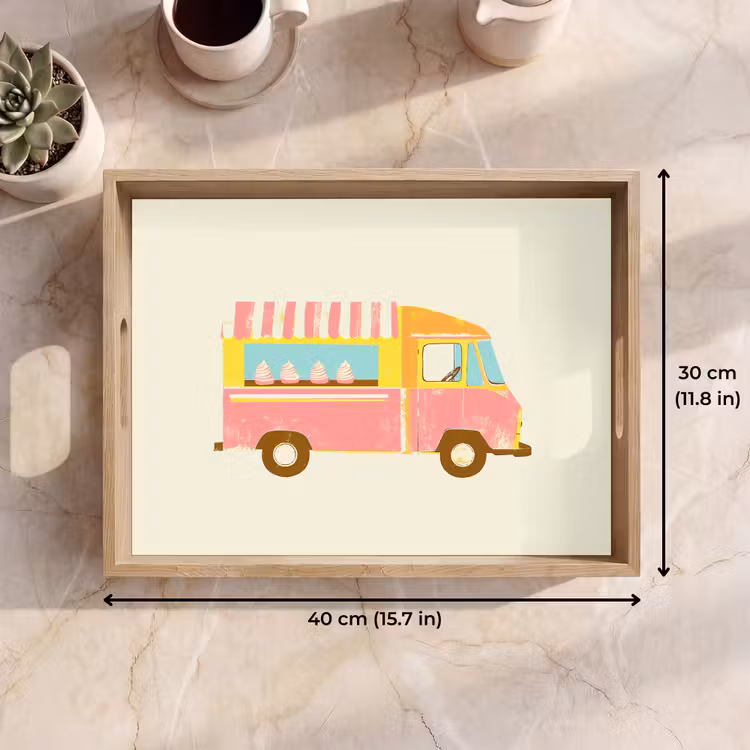 Tray - Ice cream cart - Retro - Soft ice creams - Pink — 7