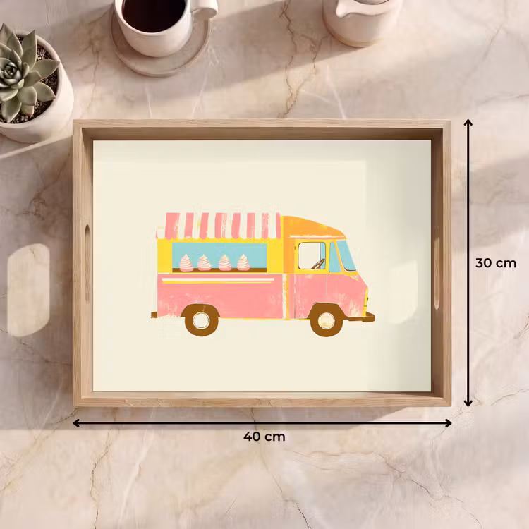 Tray - Ice cream cart - Retro - Soft ice creams - Pink — 8