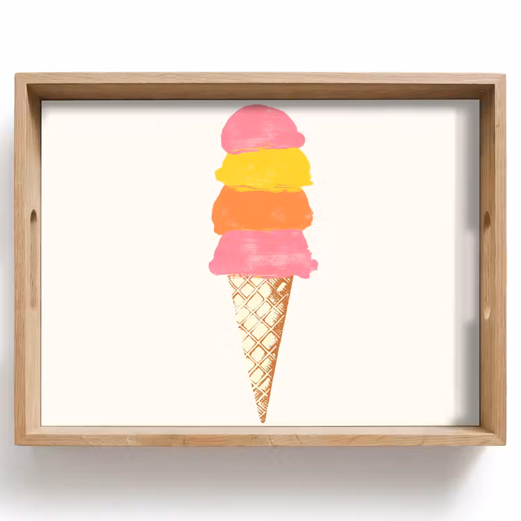 Tray - Scoop ice cream - Horn - Illustration - Minimalist — 1
