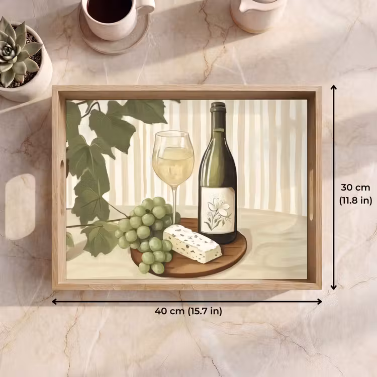 Tray - Wine - grapes - cheese - leaves — 7