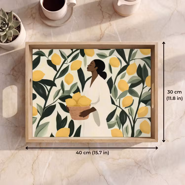 Tray - Woman - Basket - Lemons - Leaves — 7