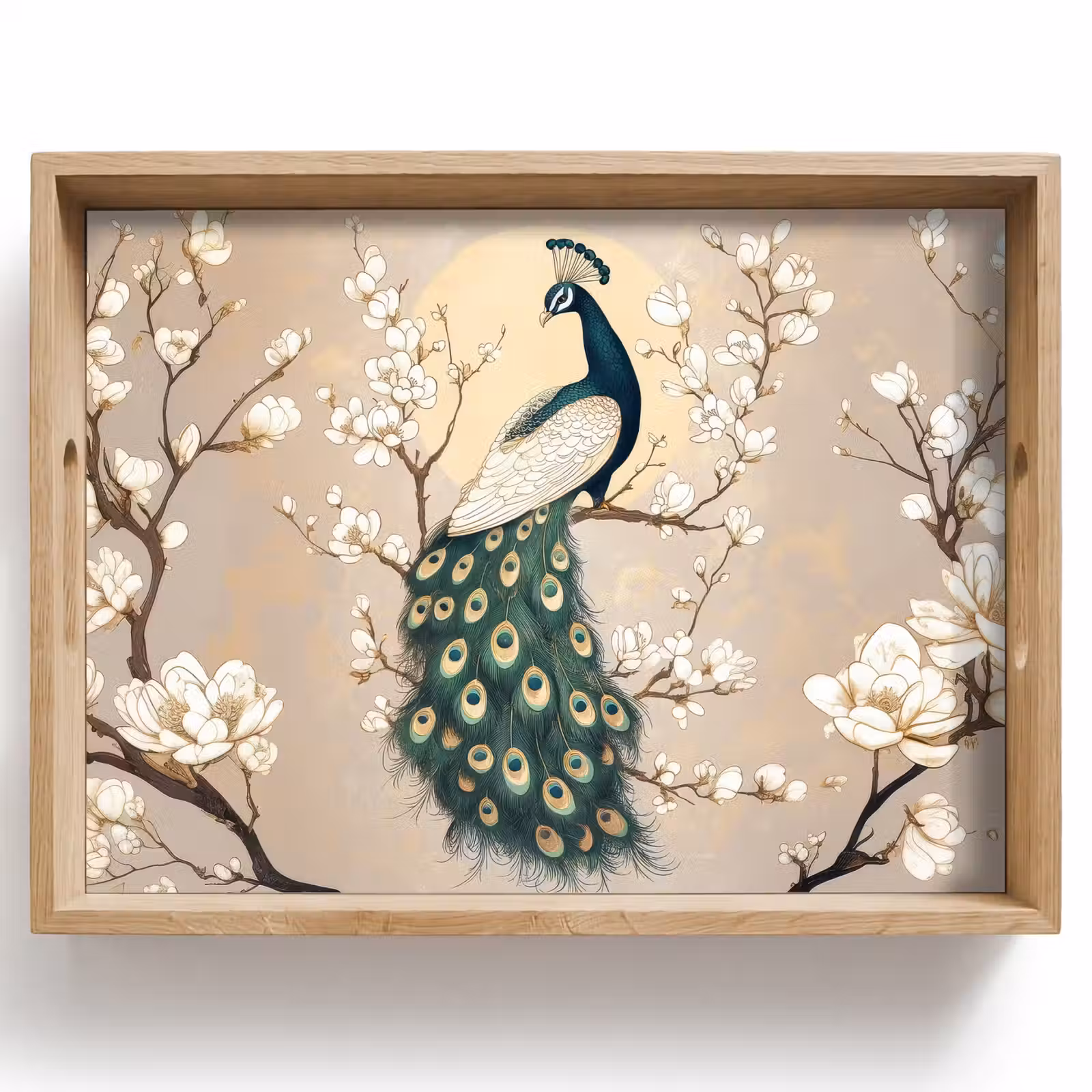 Tray - Peacock - Branch - Flowers — 1