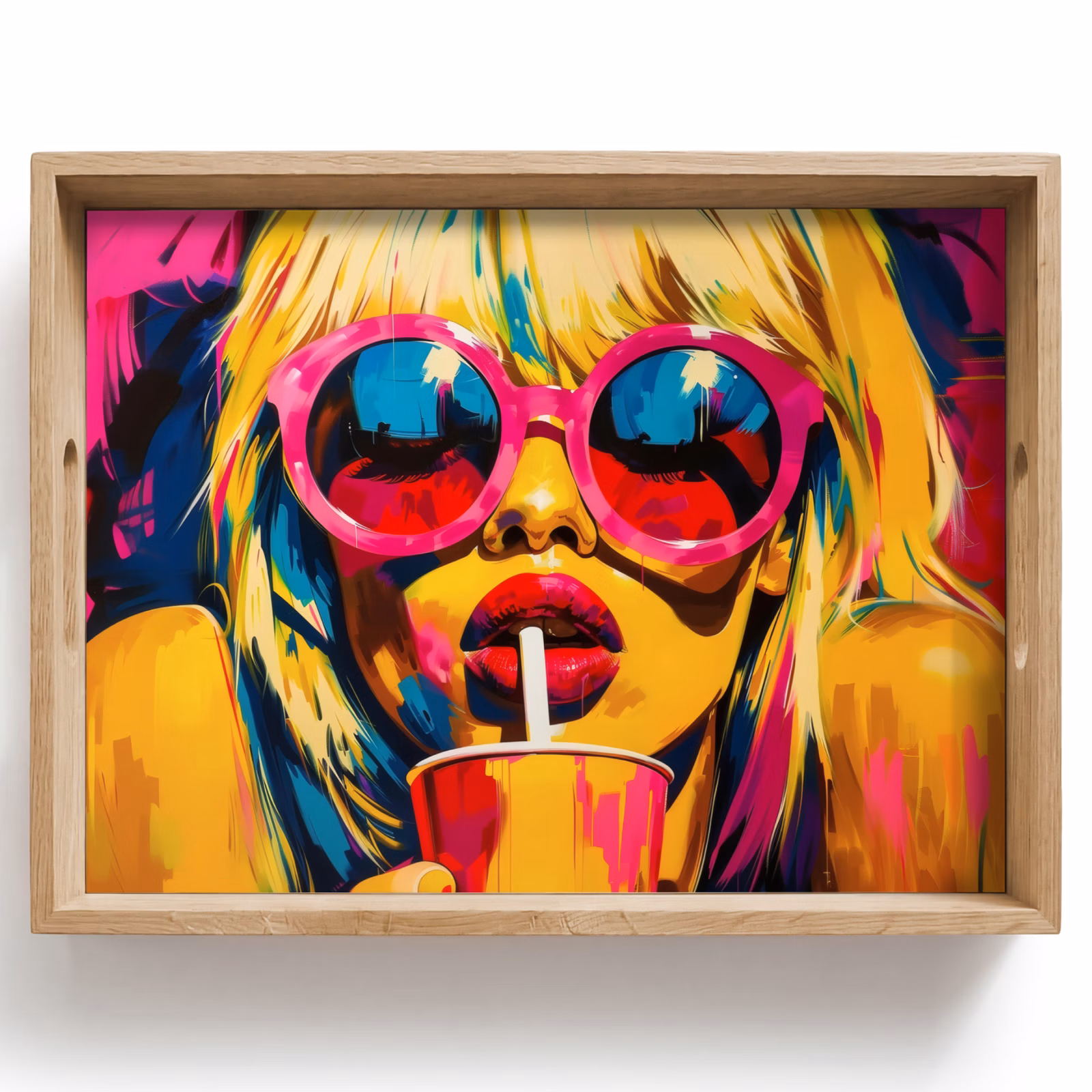 Tray - Sunglasses - Pink - Woman - straw — 1
