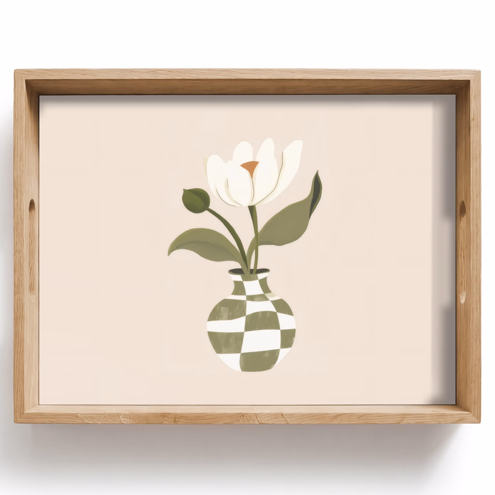 Tray - Vase - Checkered - Flower - Green — 1