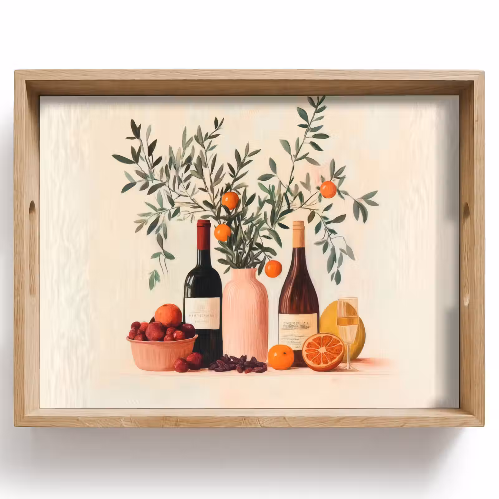 Tray - Wine bottles - Branches - Oranges — 1