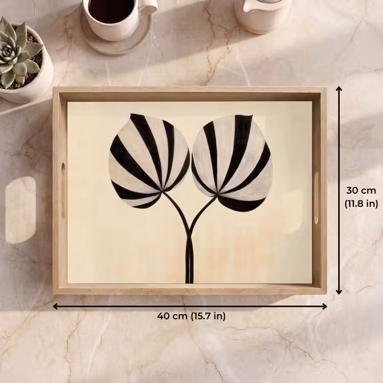 Tray - Leaves - Striped - Stem - Beige — 7