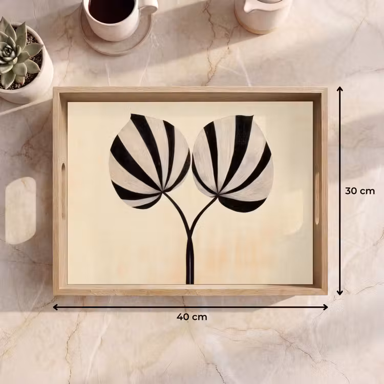 Tray - Leaves - Striped - Stem - Beige — 8