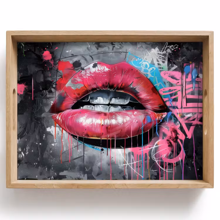 Tray - Lips - Bright pink - Graffiti - Paint stripes — 1
