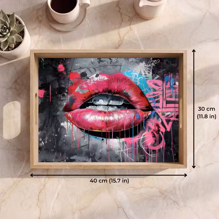 Tray - Lips - Bright pink - Graffiti - Paint stripes — 7
