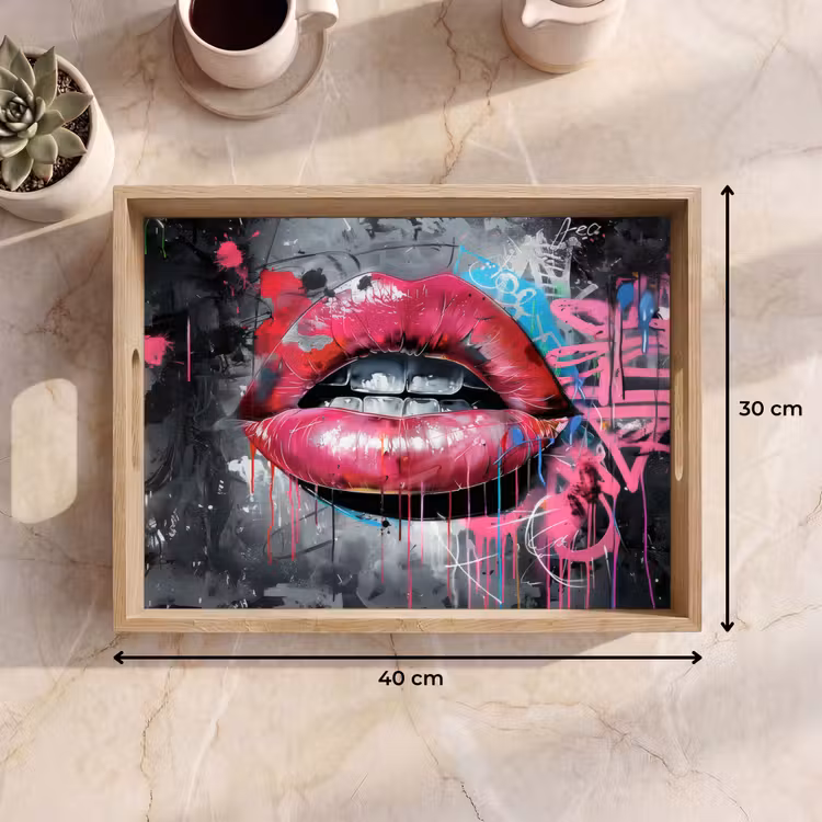 Tray - Lips - Bright pink - Graffiti - Paint stripes — 8