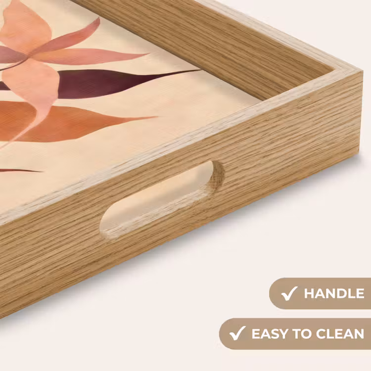 Tray - Minimalist - Flower - Leaves - Beige — 9