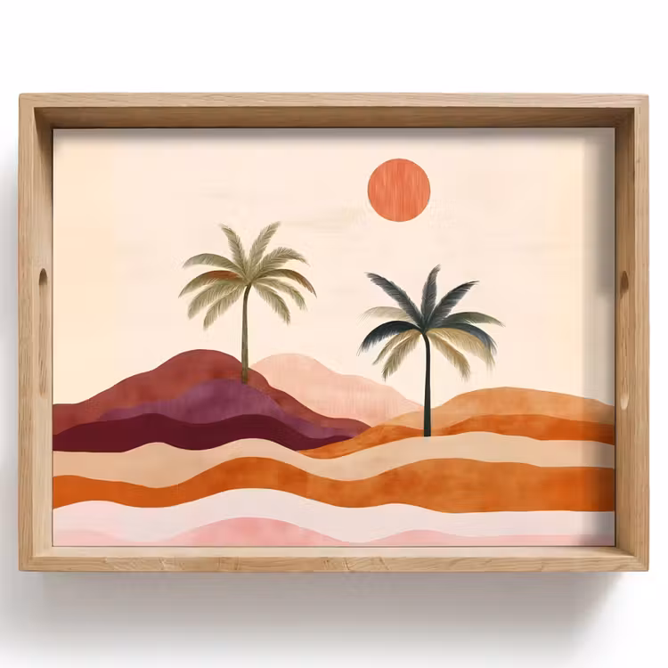 Tray - Palm trees - Abstract - Sun - Hills — 1
