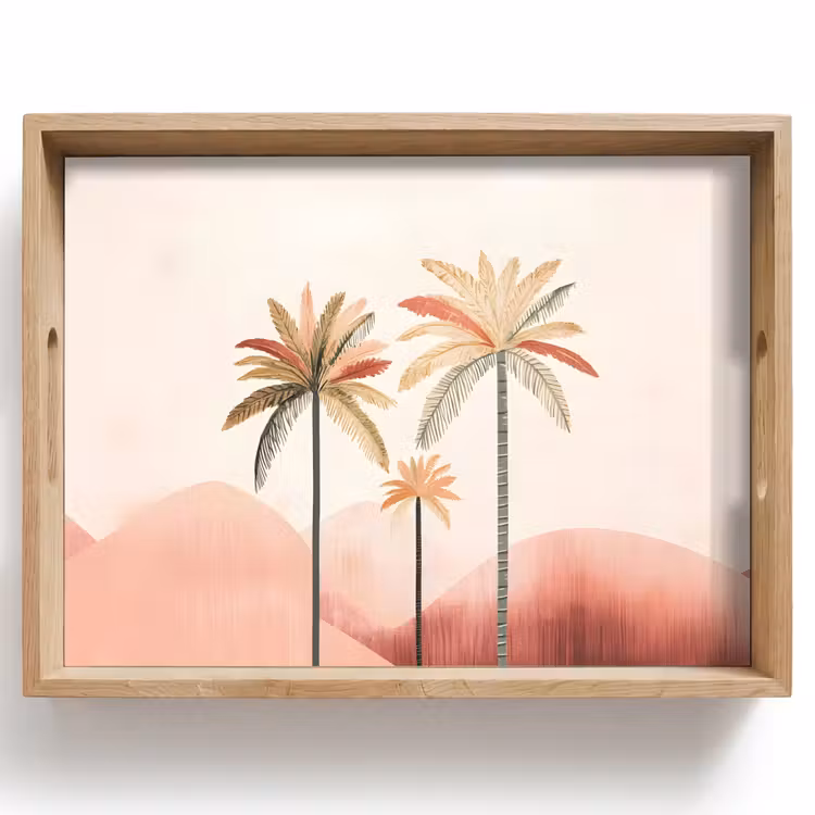 Tray - Palm trees - Hills - Minimalist - Soft pink — 1