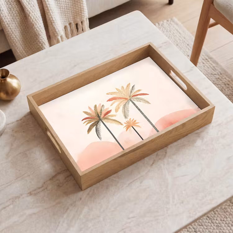 Tray - Palm trees - Hills - Minimalist - Soft pink — 2