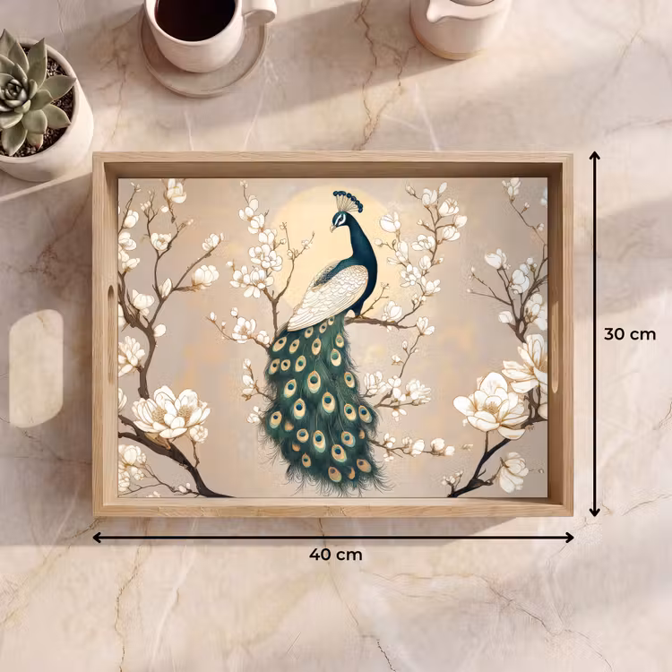 Tray - Peacock - Branch - Flowers — 8