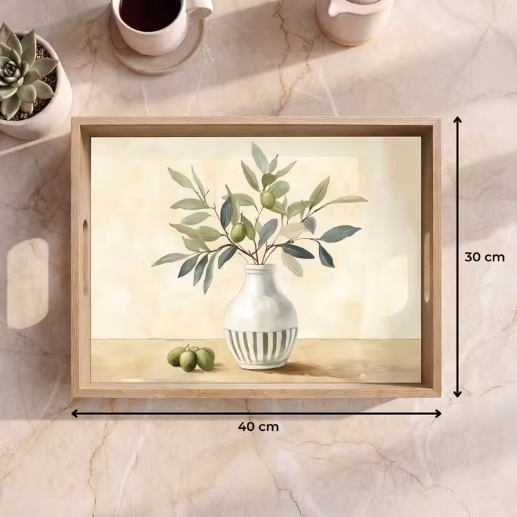 Tray - Vase - Ceramic - Olive branches — 8