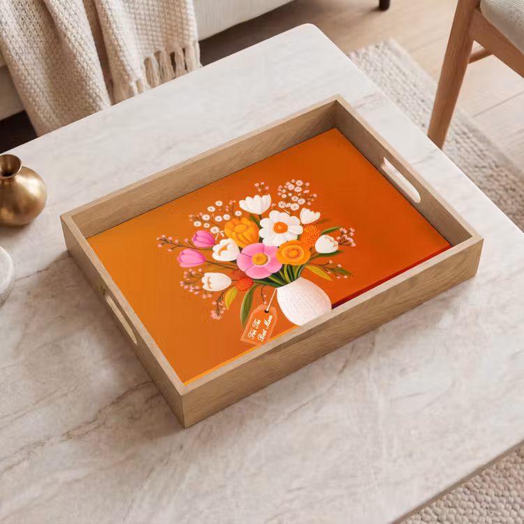 Tray - Vase - Flowers - Orange — 2