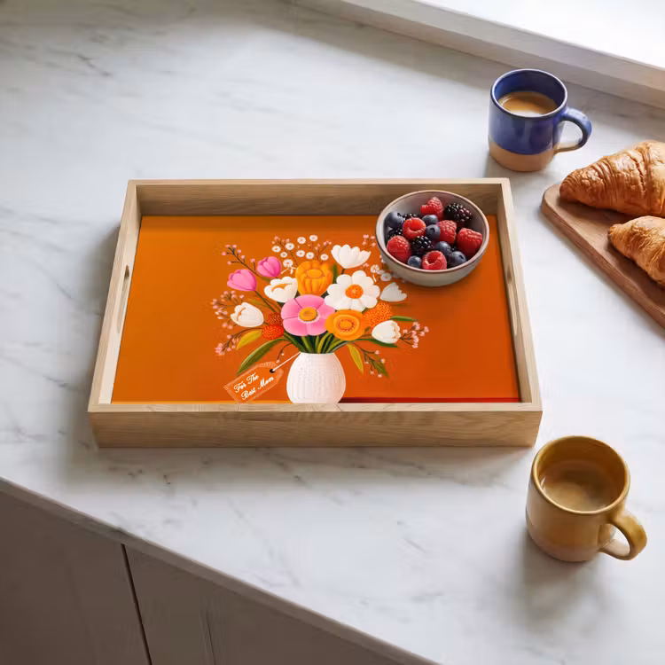 Tray - Vase - Flowers - Orange — 3