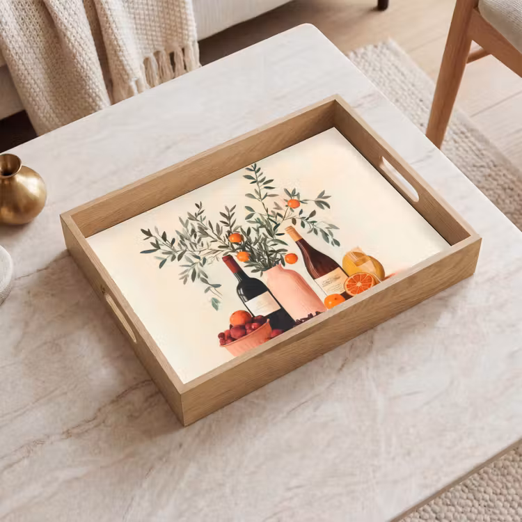 Tray - Wine bottles - Branches - Oranges — 2