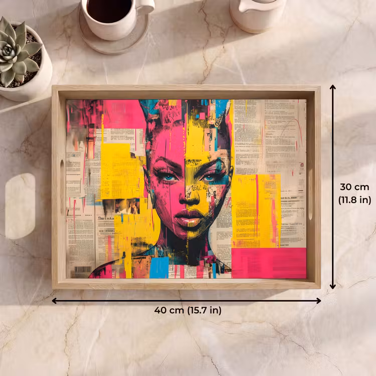 Tray - Women's face - Newsprint - Abstract - Pink — 7