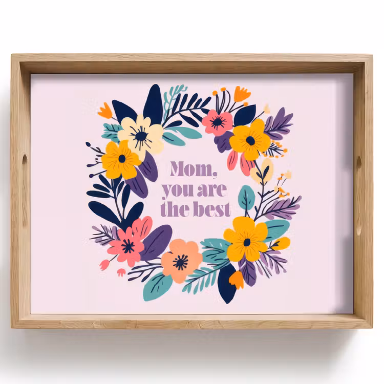 Tray - Wreath of flowers - Colorful - Mother — 1