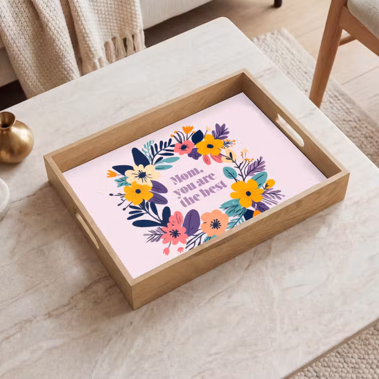 Tray - Wreath of flowers - Colorful - Mother — 2