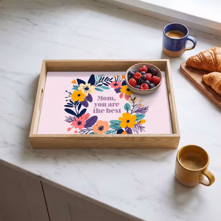 Tray - Wreath of flowers - Colorful - Mother — 3
