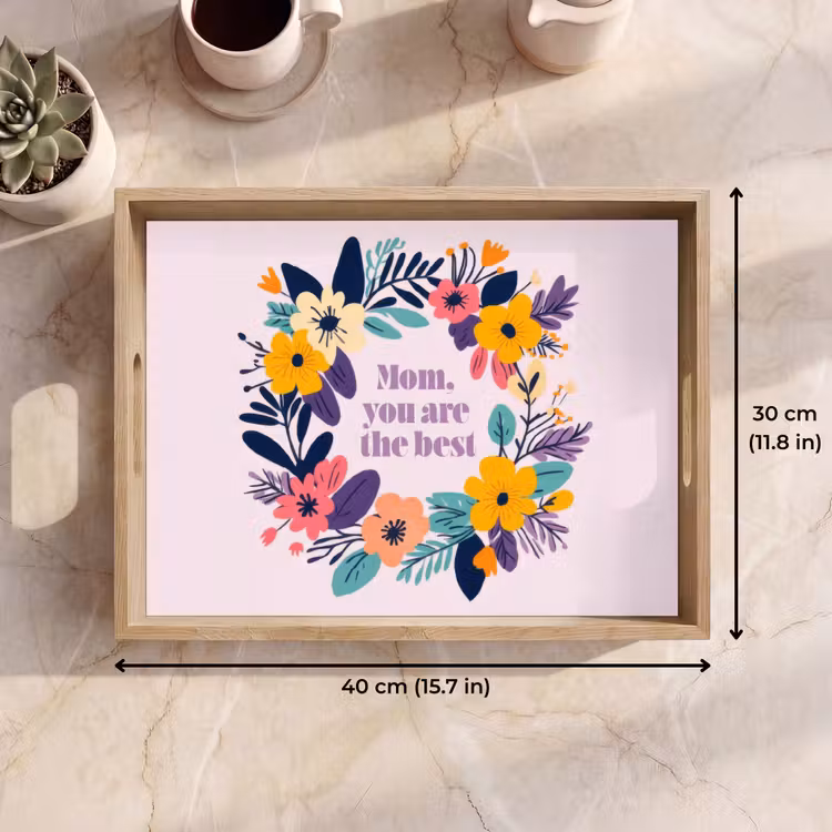 Tray - Wreath of flowers - Colorful - Mother — 7