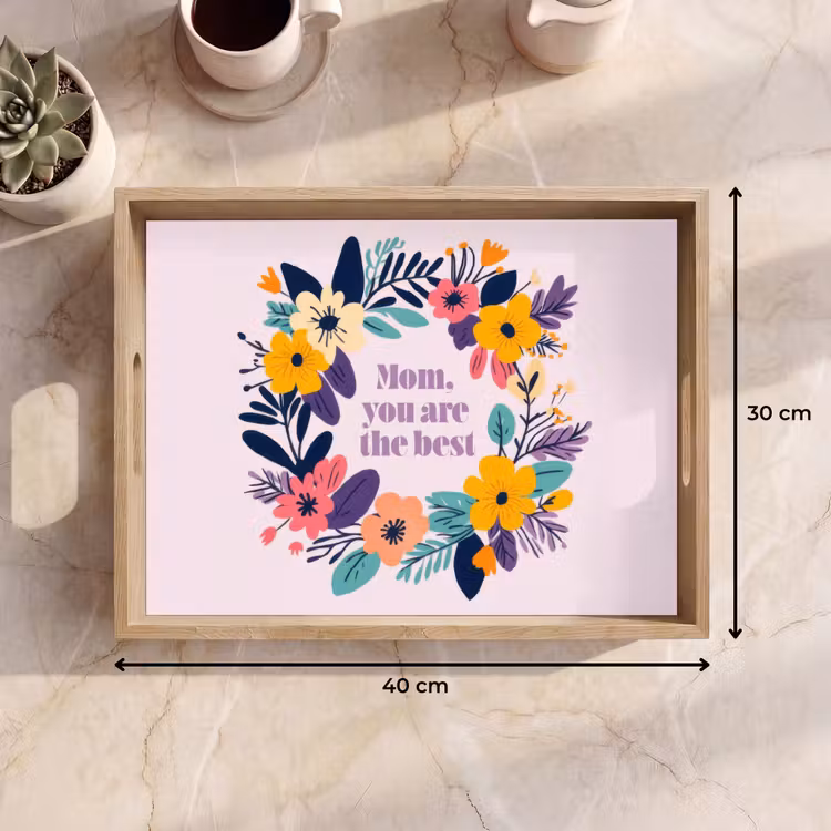 Tray - Wreath of flowers - Colorful - Mother — 8