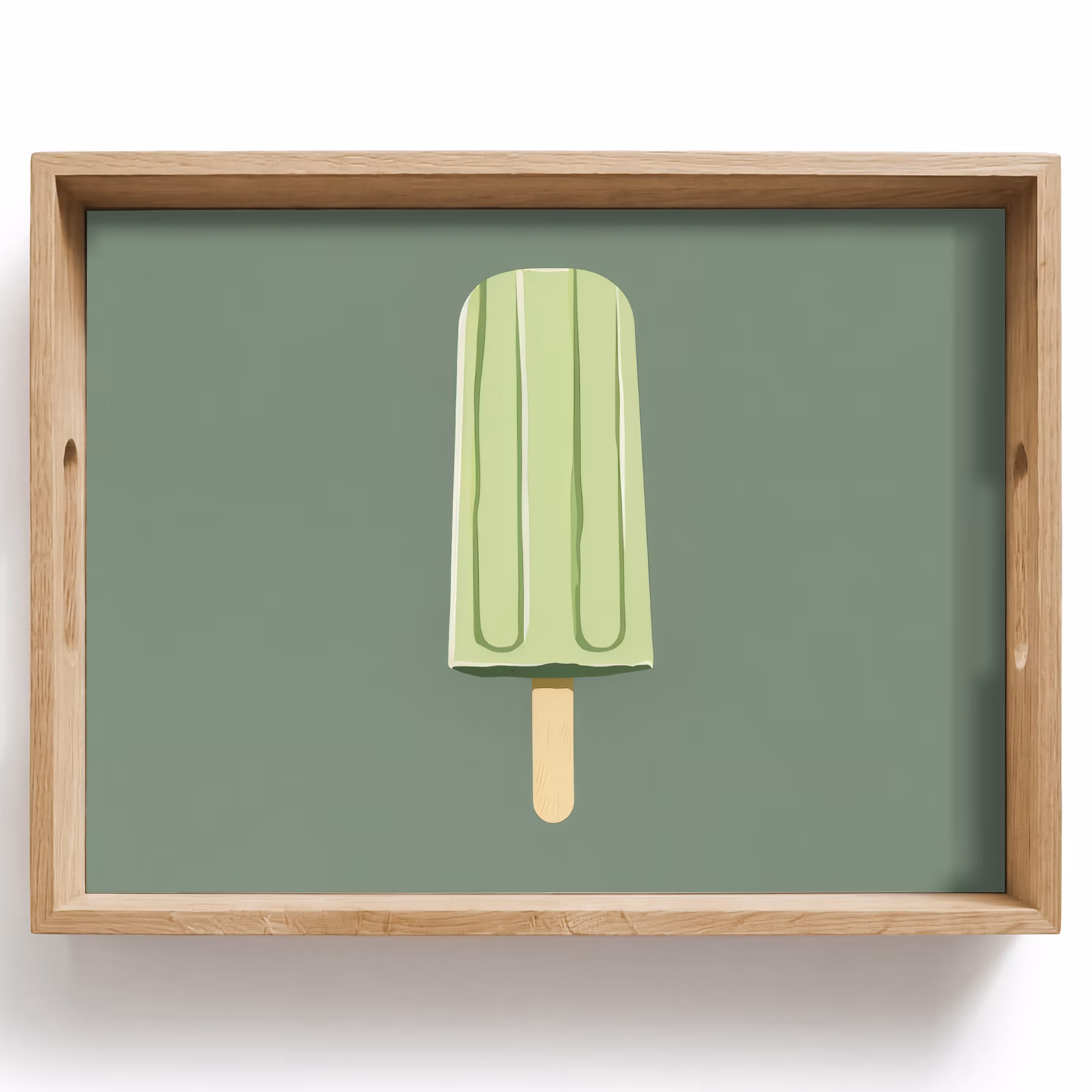 Tray - Green - Water ice cream - Stick - Illustration — 1