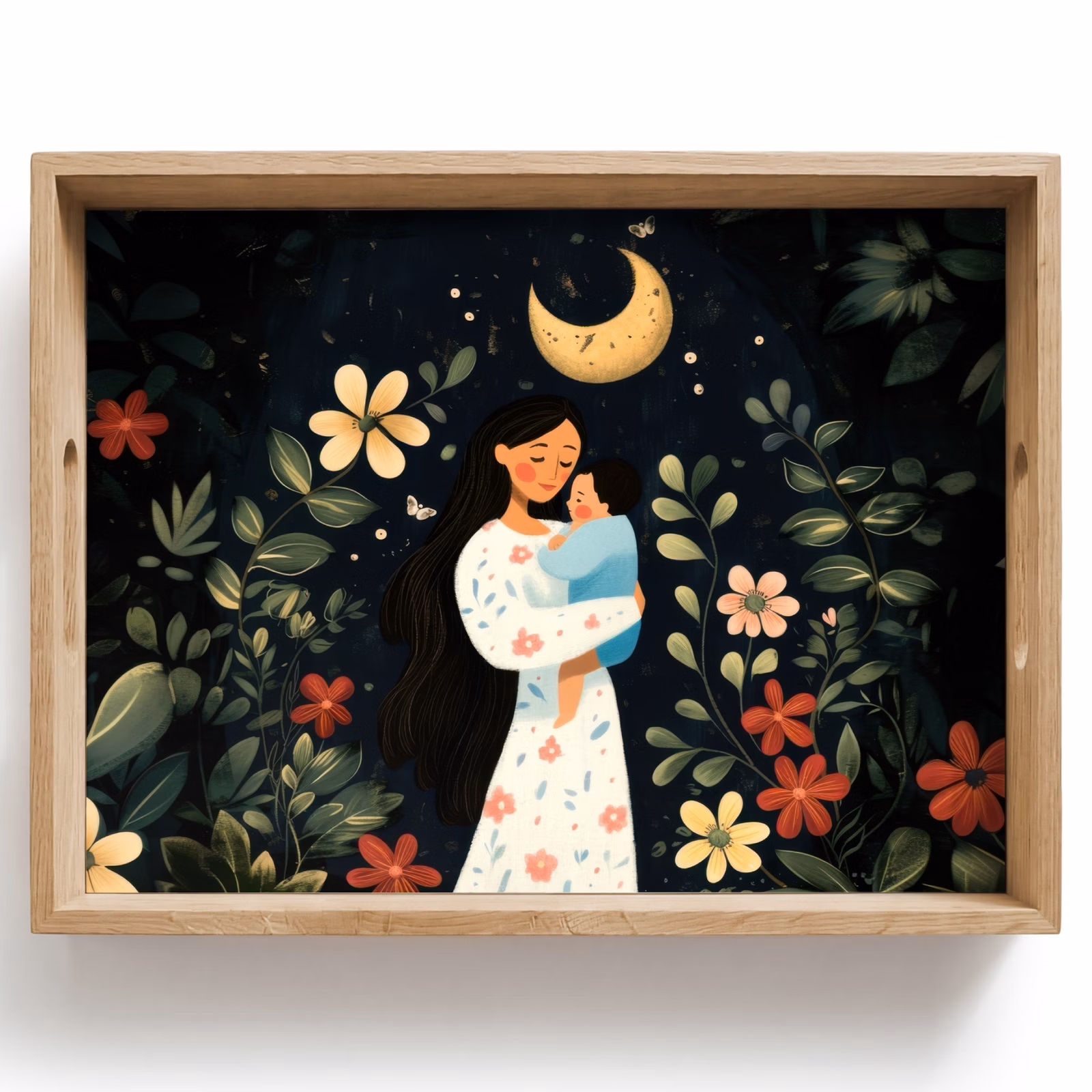 Tray - Mother - Child - Colorful - Flowers — 1