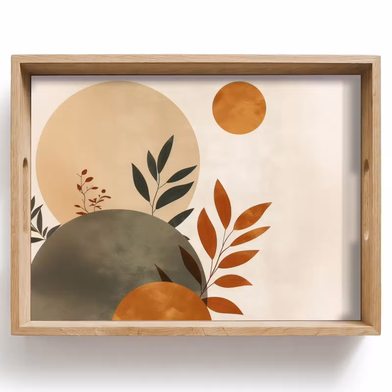 Tray - Shapes - Round - Leaves - Beige — 1