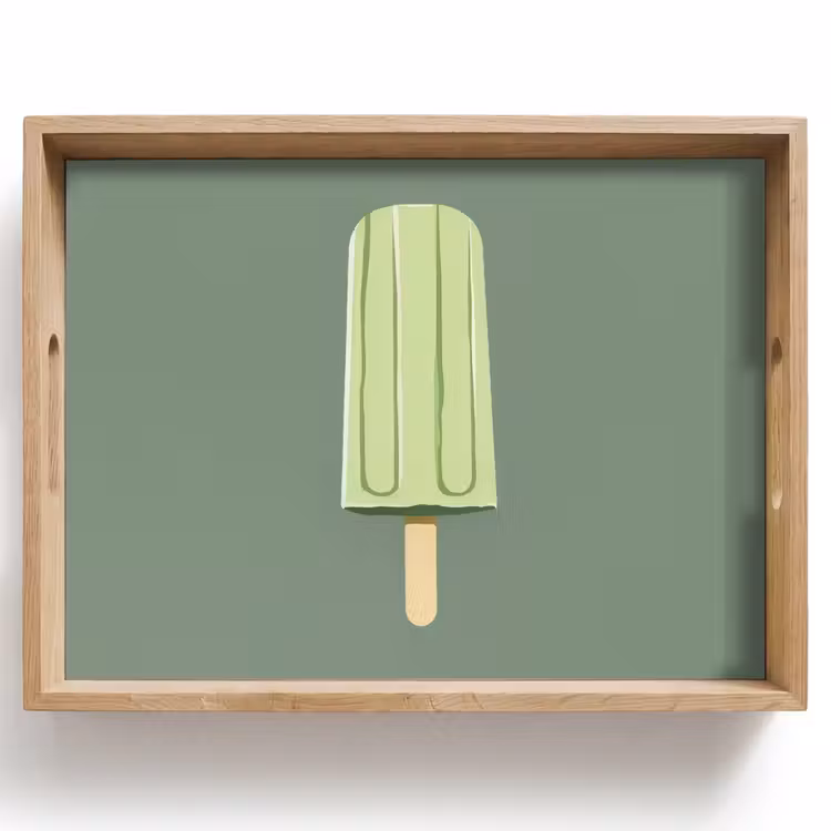 Tray - Green - Water ice cream - Stick - Illustration — 1