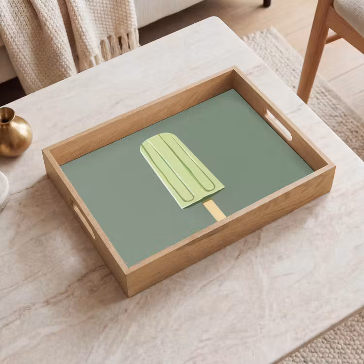 Tray - Green - Water ice cream - Stick - Illustration — 2