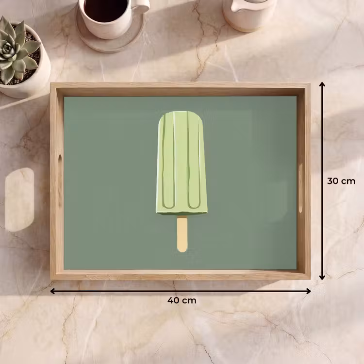 Tray - Green - Water ice cream - Stick - Illustration — 8