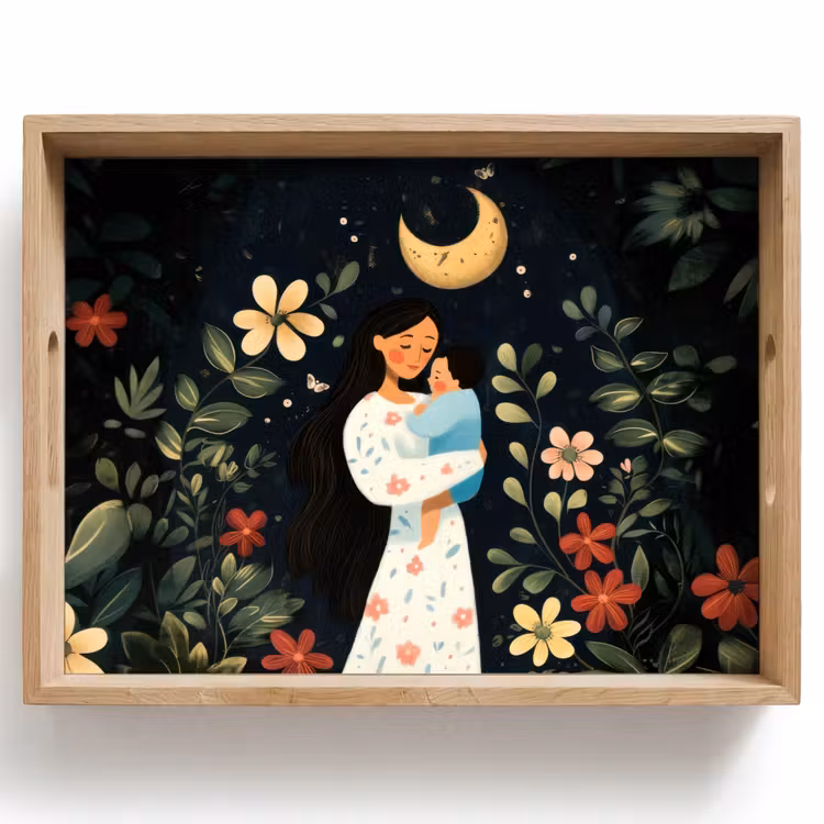 Tray - Mother - Child - Colorful - Flowers — 1