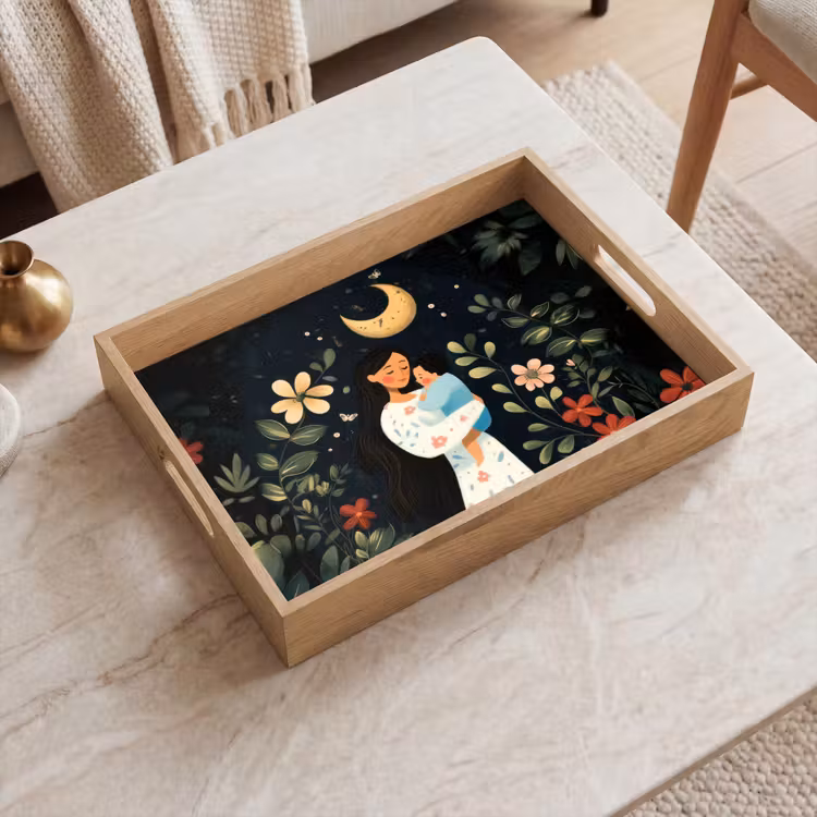 Tray - Mother - Child - Colorful - Flowers — 2
