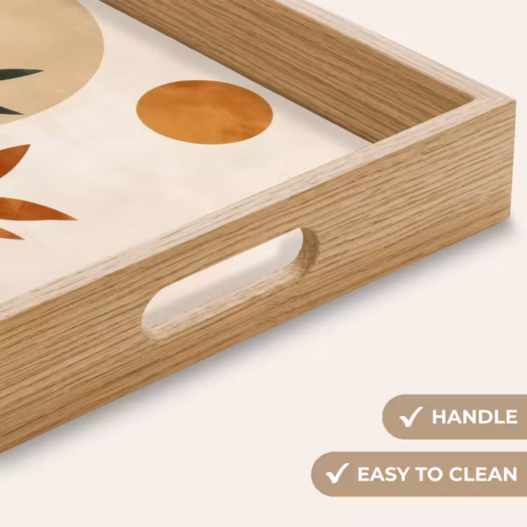 Tray - Shapes - Round - Leaves - Beige — 9