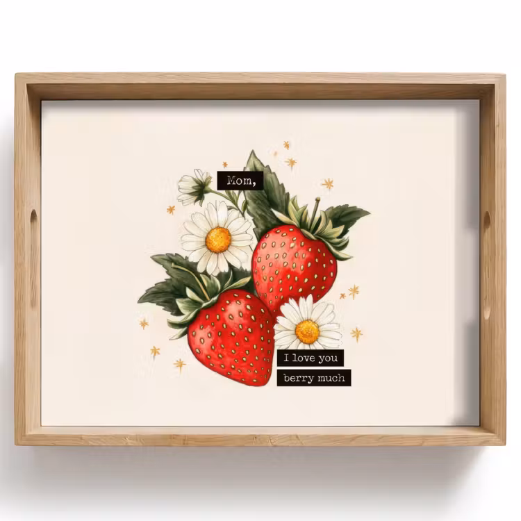 Tray - Strawberries - Daisies - Quote - Stars — 1