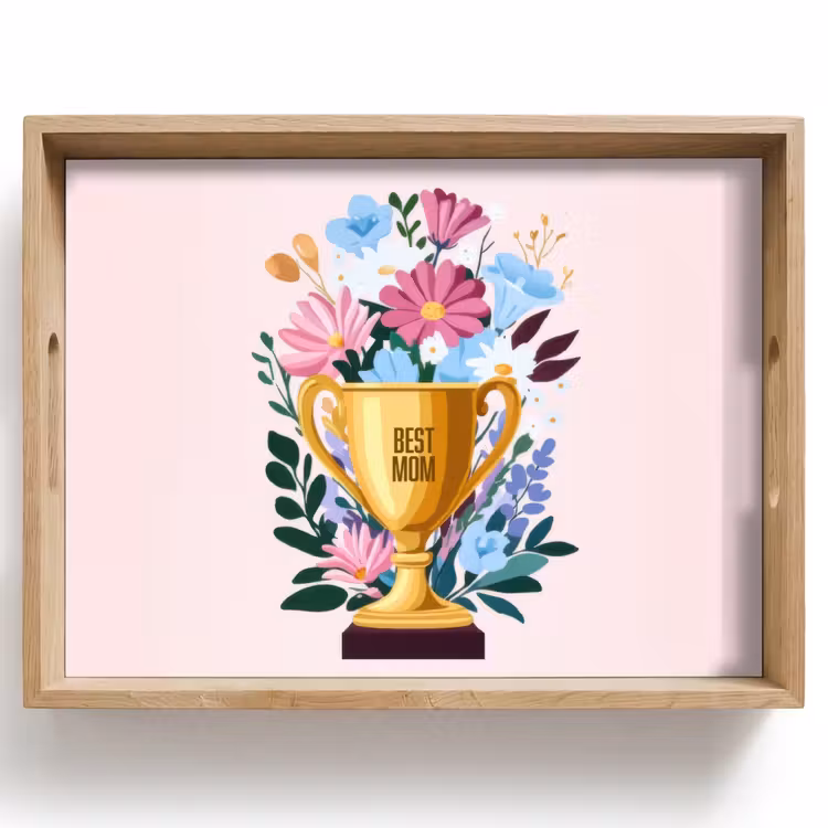 Tray - Trophy - Best Mom - Flowers - Colorful — 1