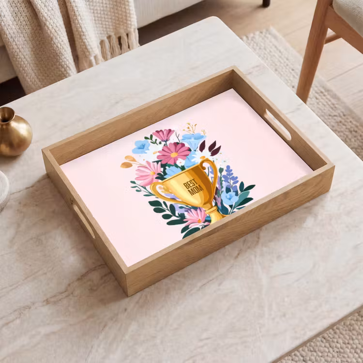 Tray - Trophy - Best Mom - Flowers - Colorful — 2