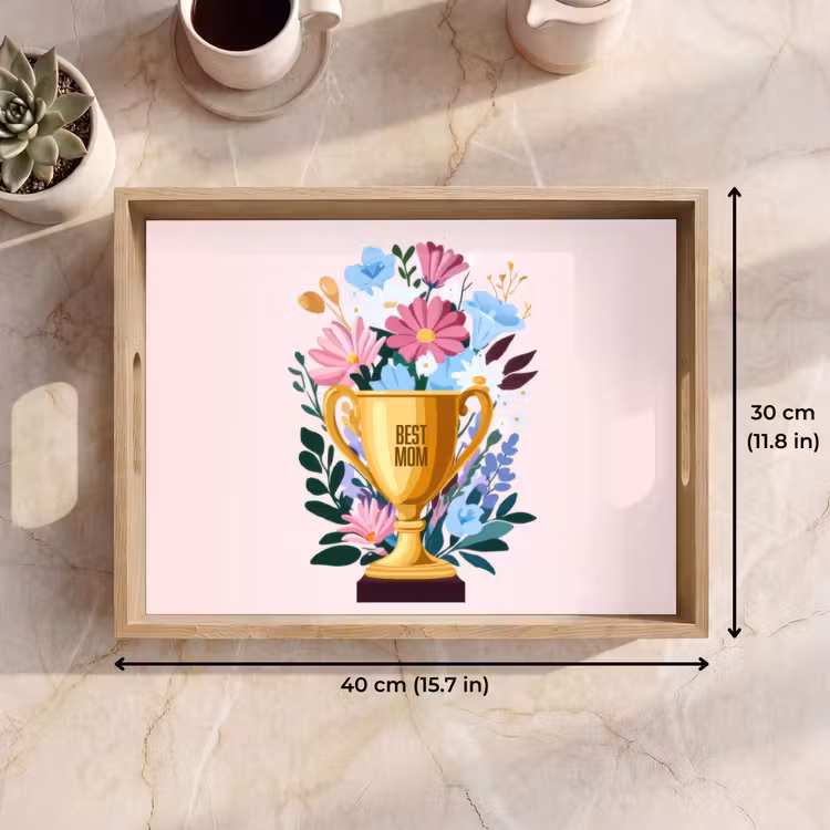 Tray - Trophy - Best Mom - Flowers - Colorful — 7