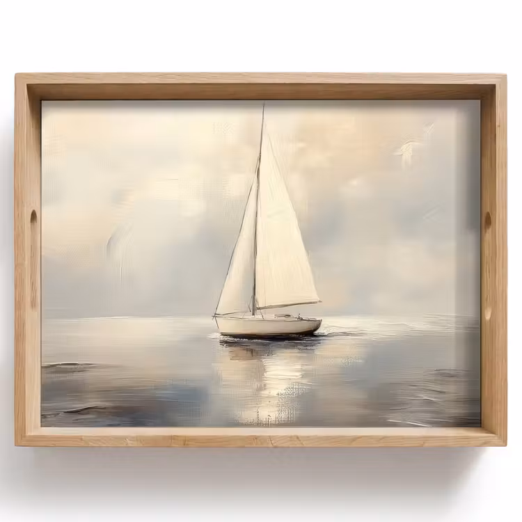 Tray - Sailing ship - Sea - Cloudy — 1