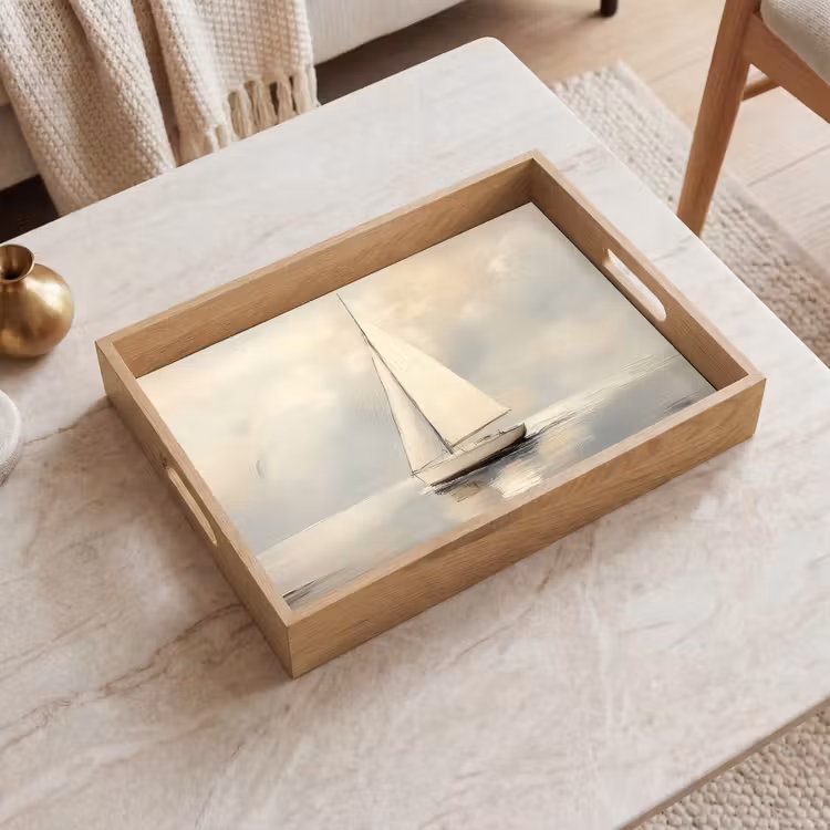 Tray - Sailing ship - Sea - Cloudy — 2