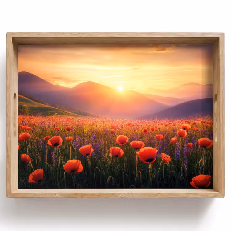 Tray - Landscape - Sunset - Field of flowers — 1